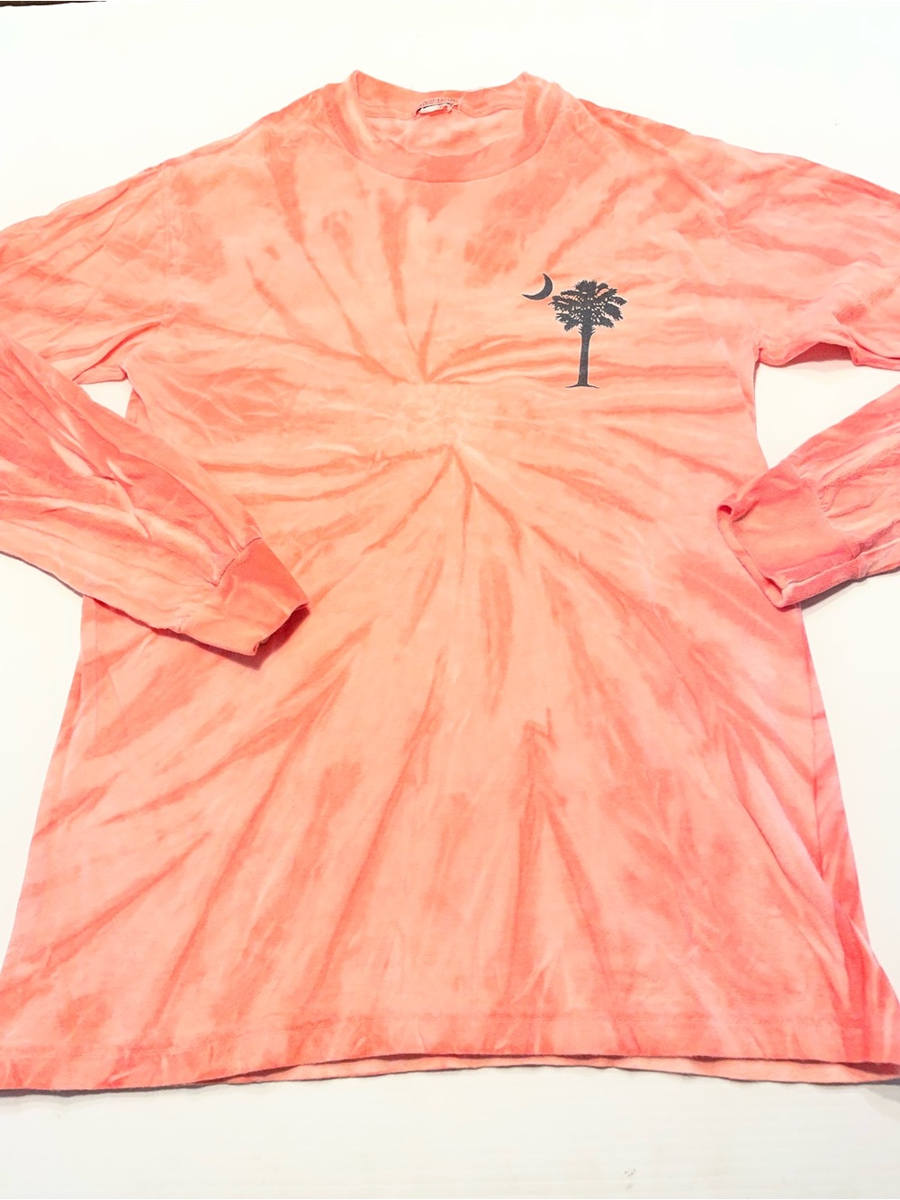 Myrtle Beach South Carolina Coral Tie-Dye Lng Slv T Shirt Women Sz XS/S Palmetto